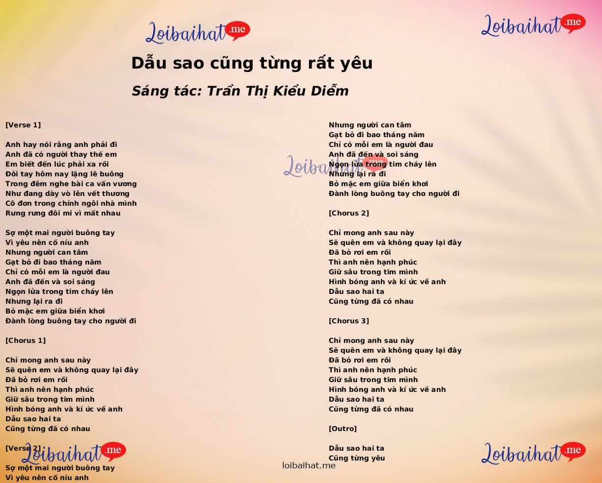 Dẫu sao cũng từng rất yêu