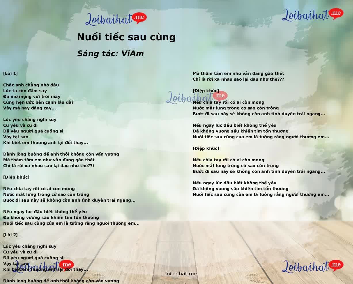 Nuối tiếc sau cùng
