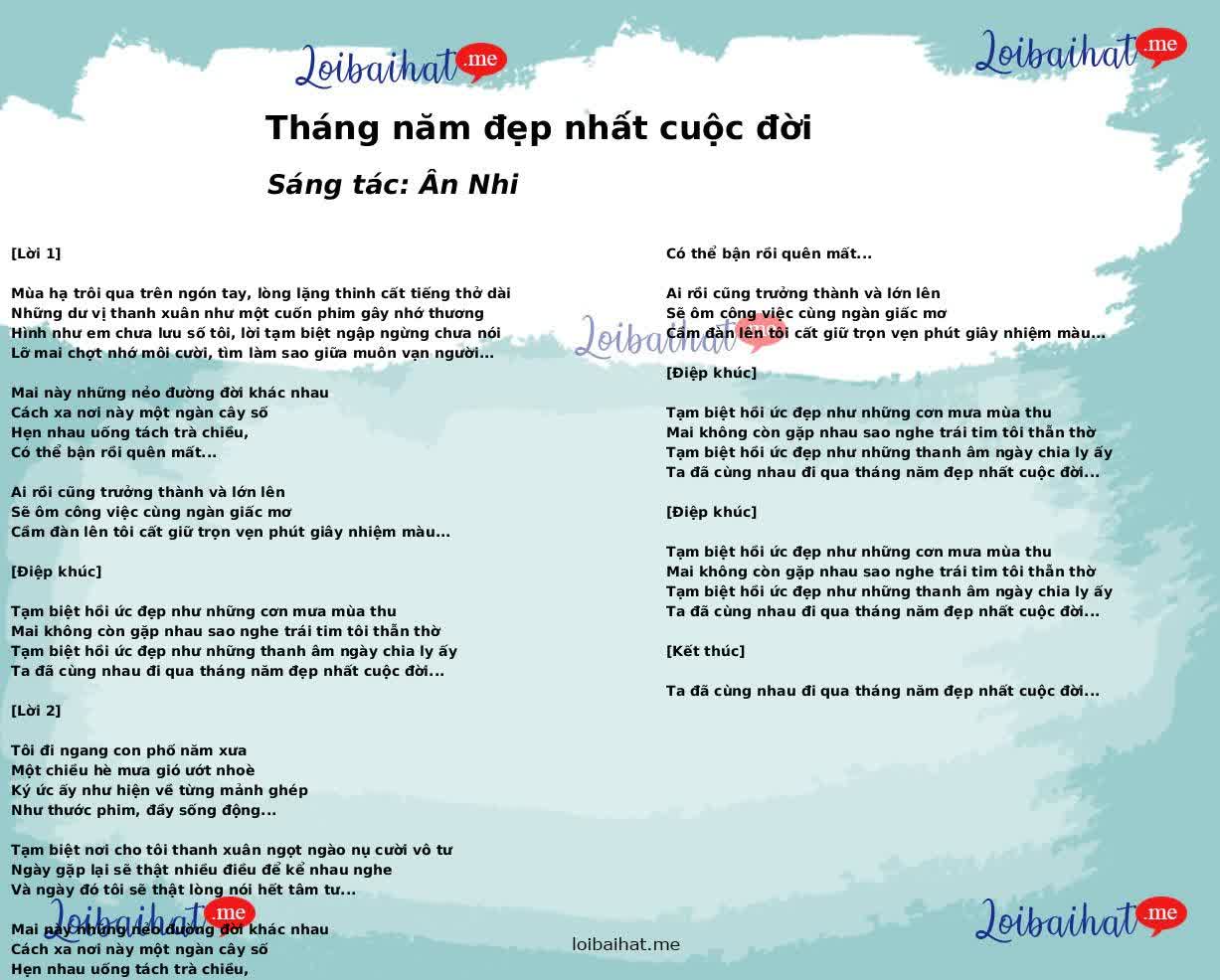 Tháng năm đẹp nhất cuộc đời