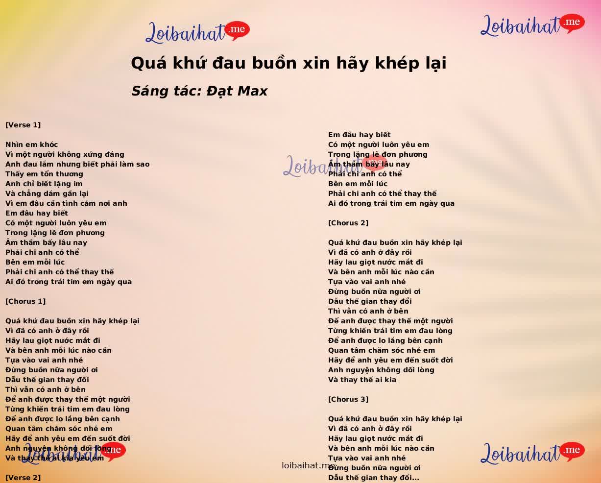 Quá khứ đau buồn xin hãy khép lại