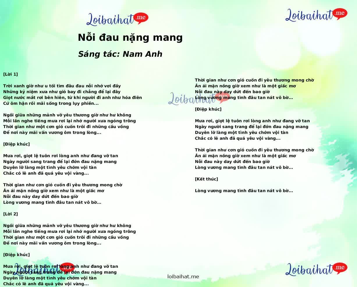 Nỗi đau nặng mang