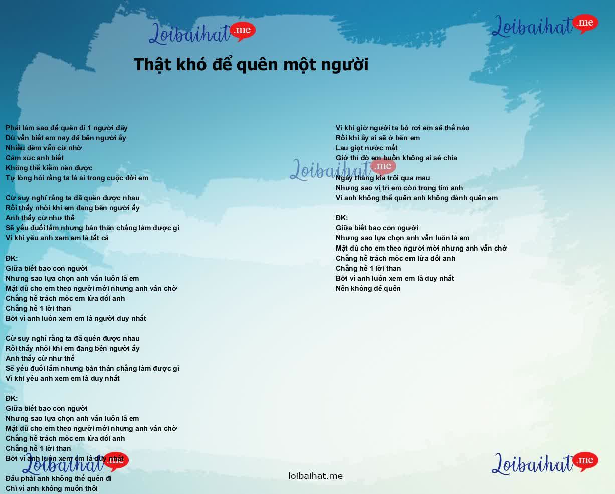 Thật khó để quên một người