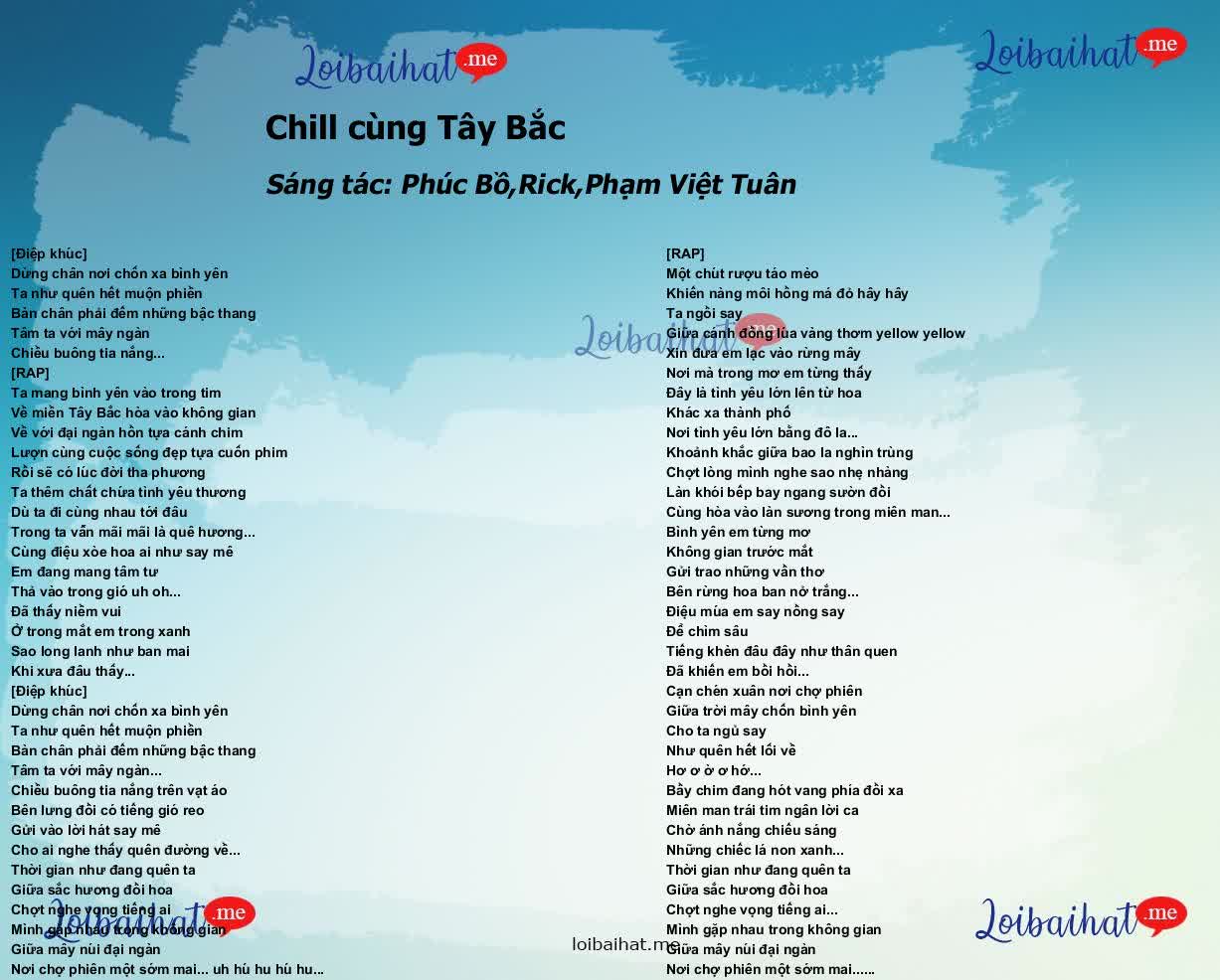 Chill cùng Tây Bắc