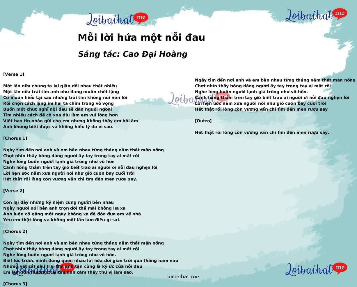 Mỗi lời hứa một nỗi đau