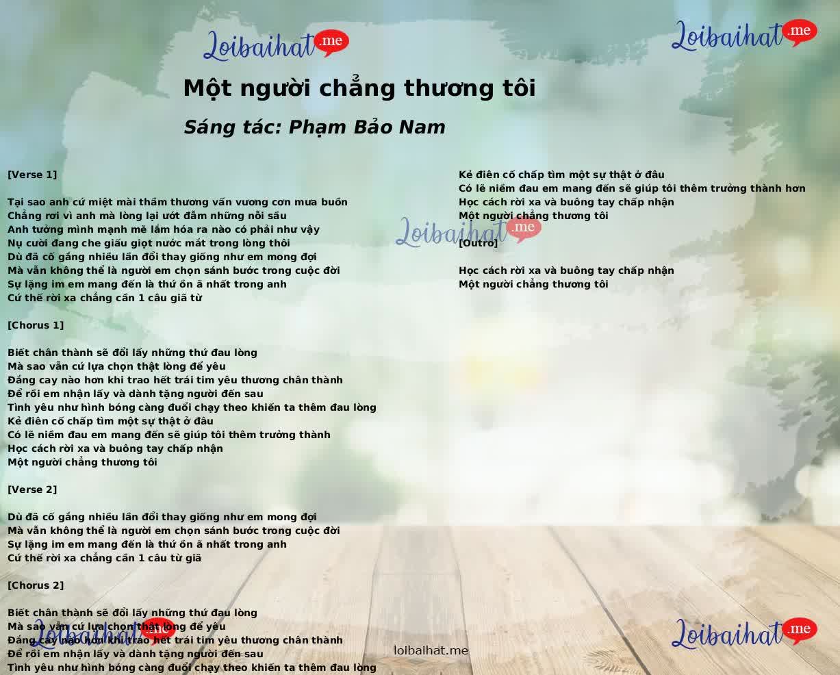 Một người chẳng thương tôi