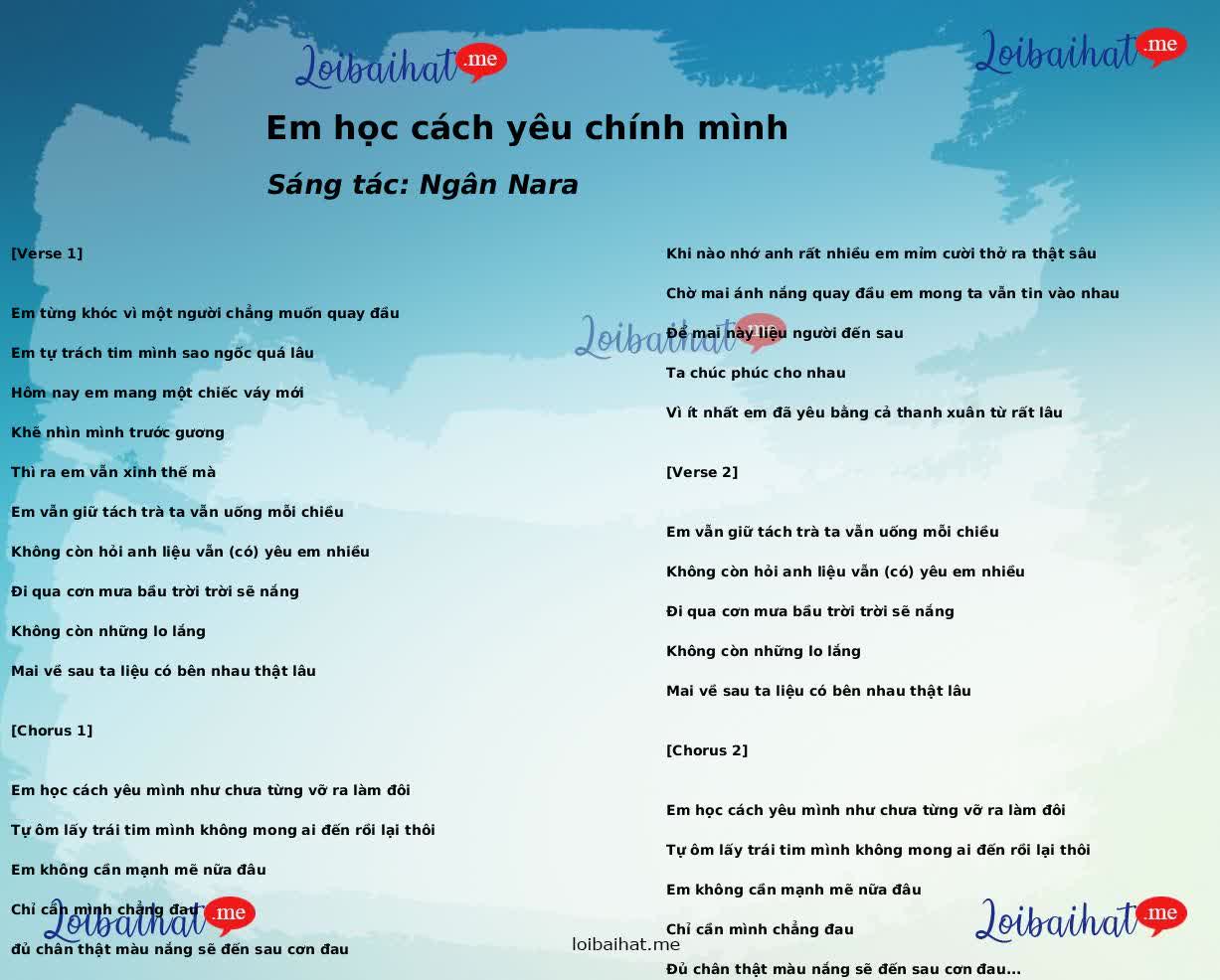 Em học cách yêu chính mình