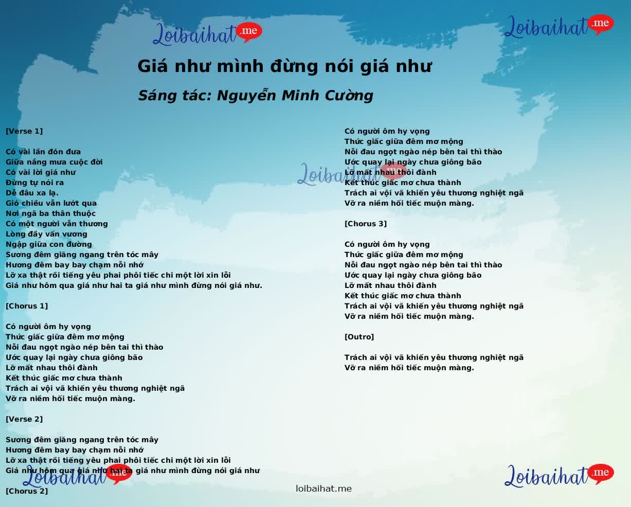 Giá như mình đừng nói giá như