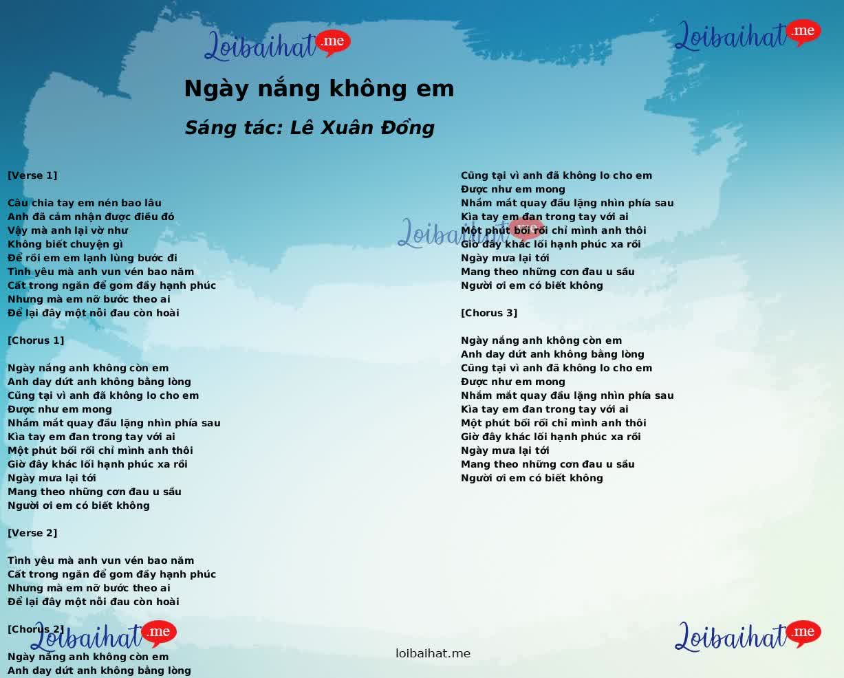 Ngày nắng không em