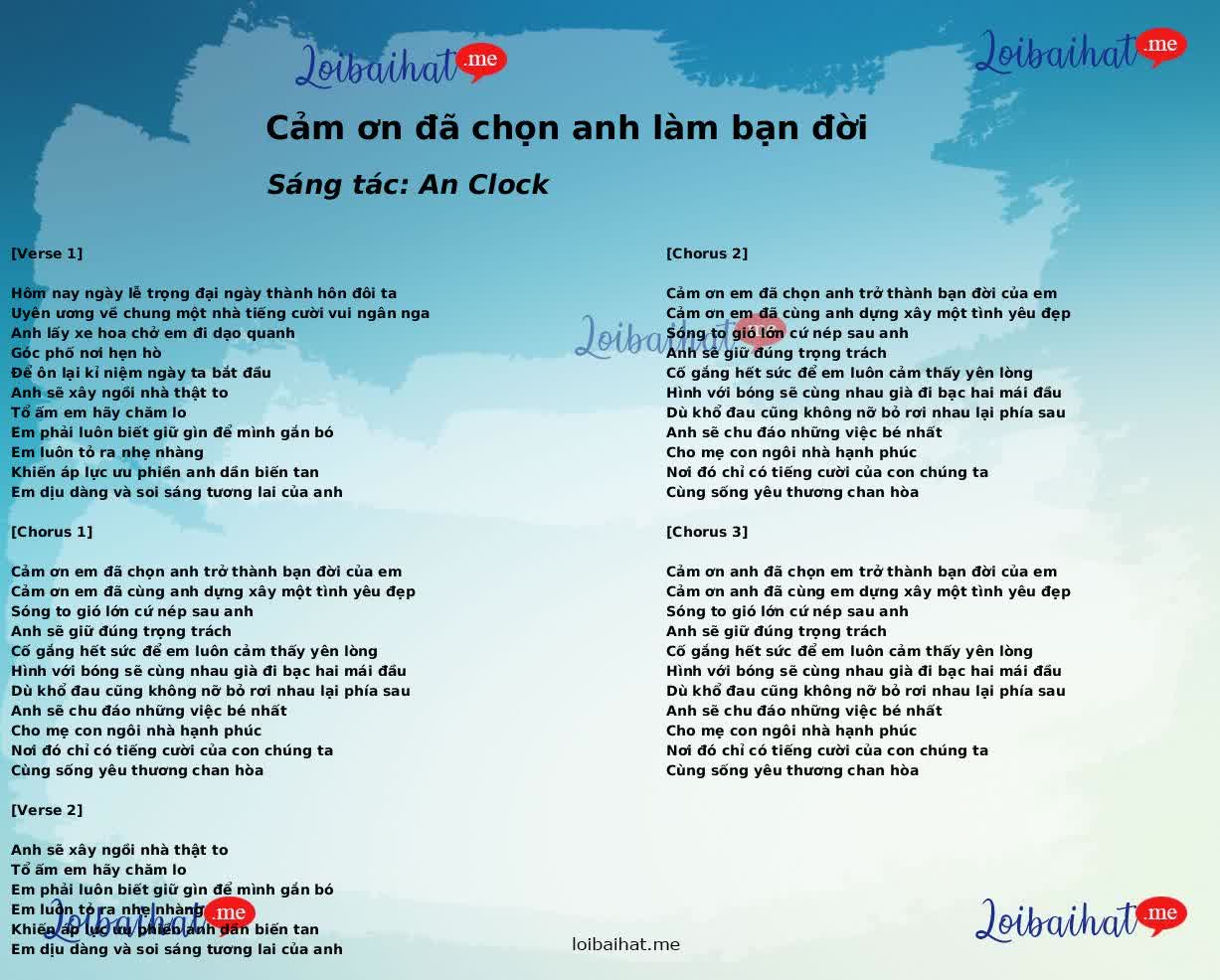 Cảm ơn đã chọn anh làm bạn đời