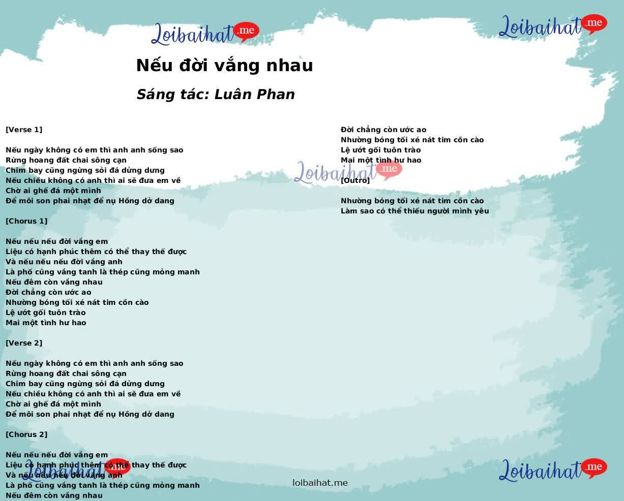 Nếu đời vắng nhau