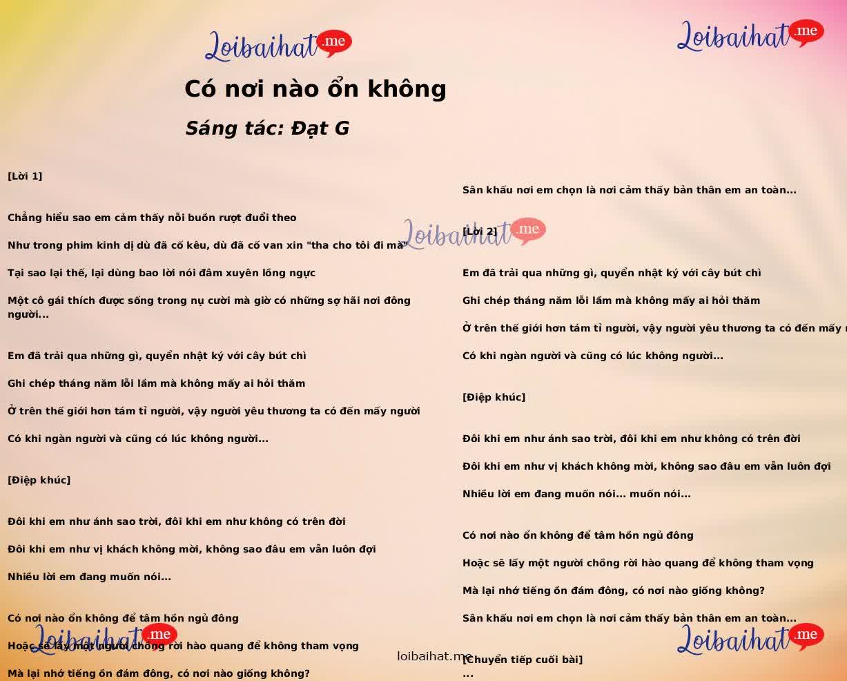 Có nơi nào ổn không