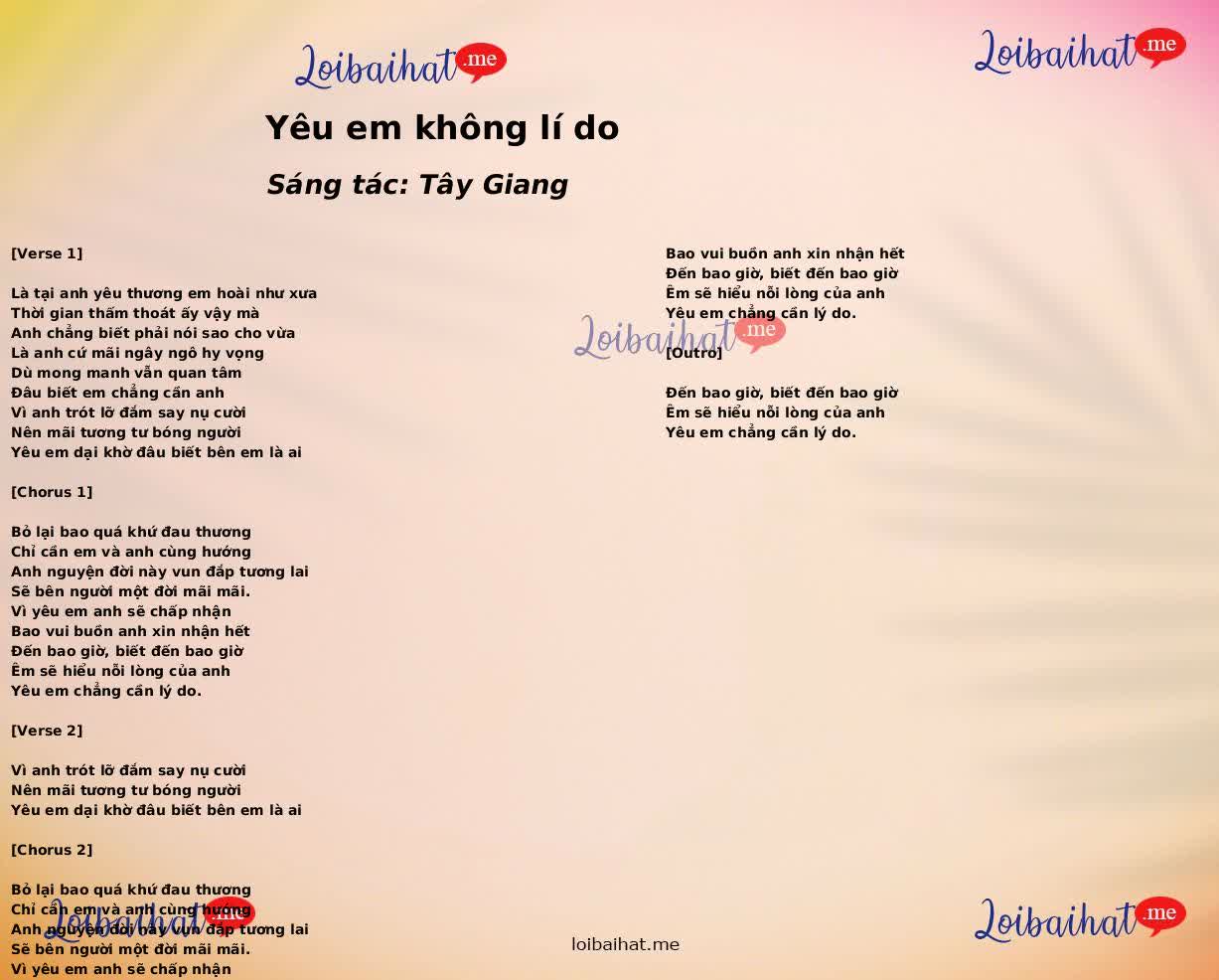 Yêu em không lí do
