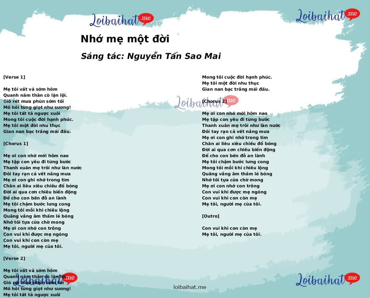 Nhớ mẹ một đời