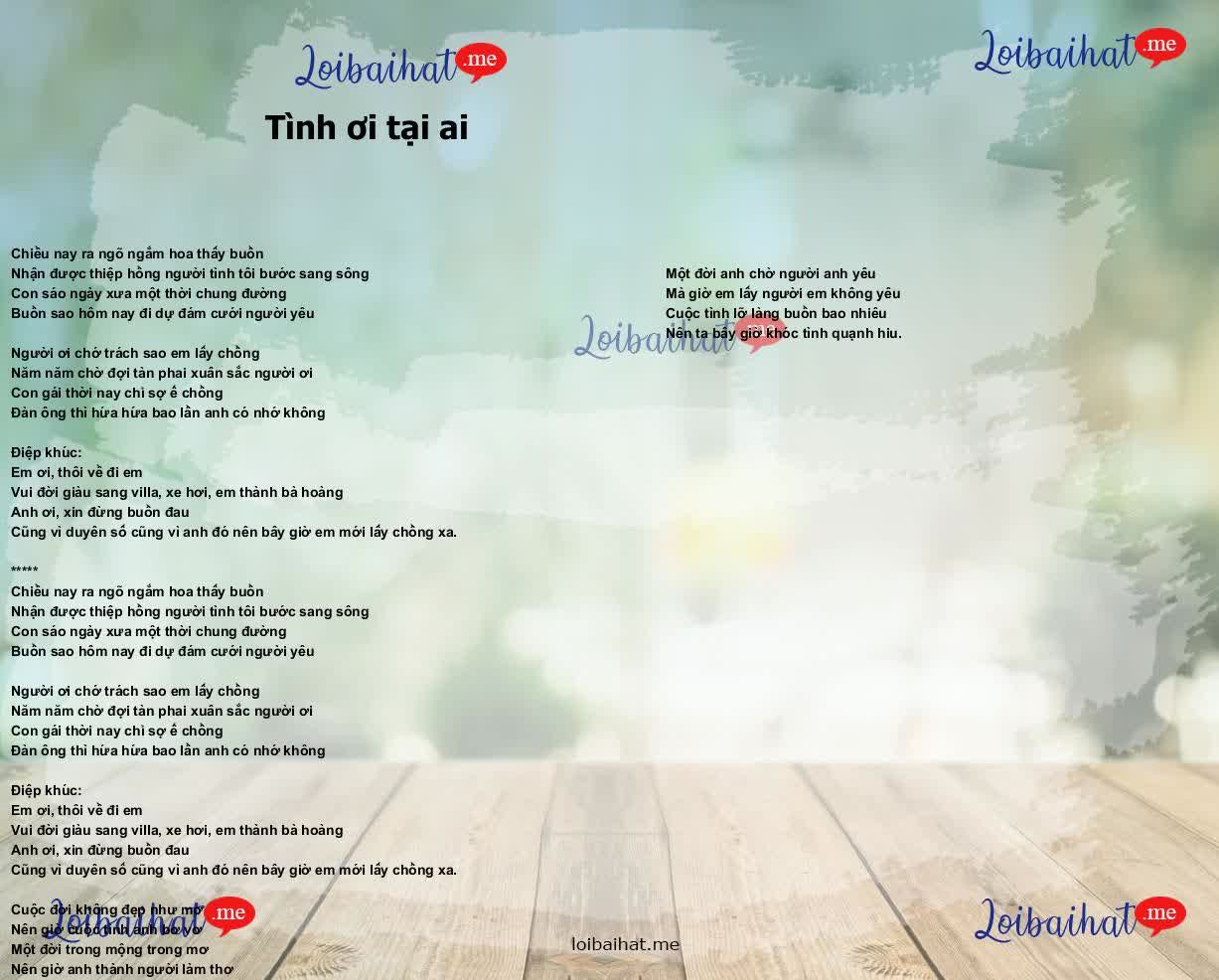 Tình ơi tại ai