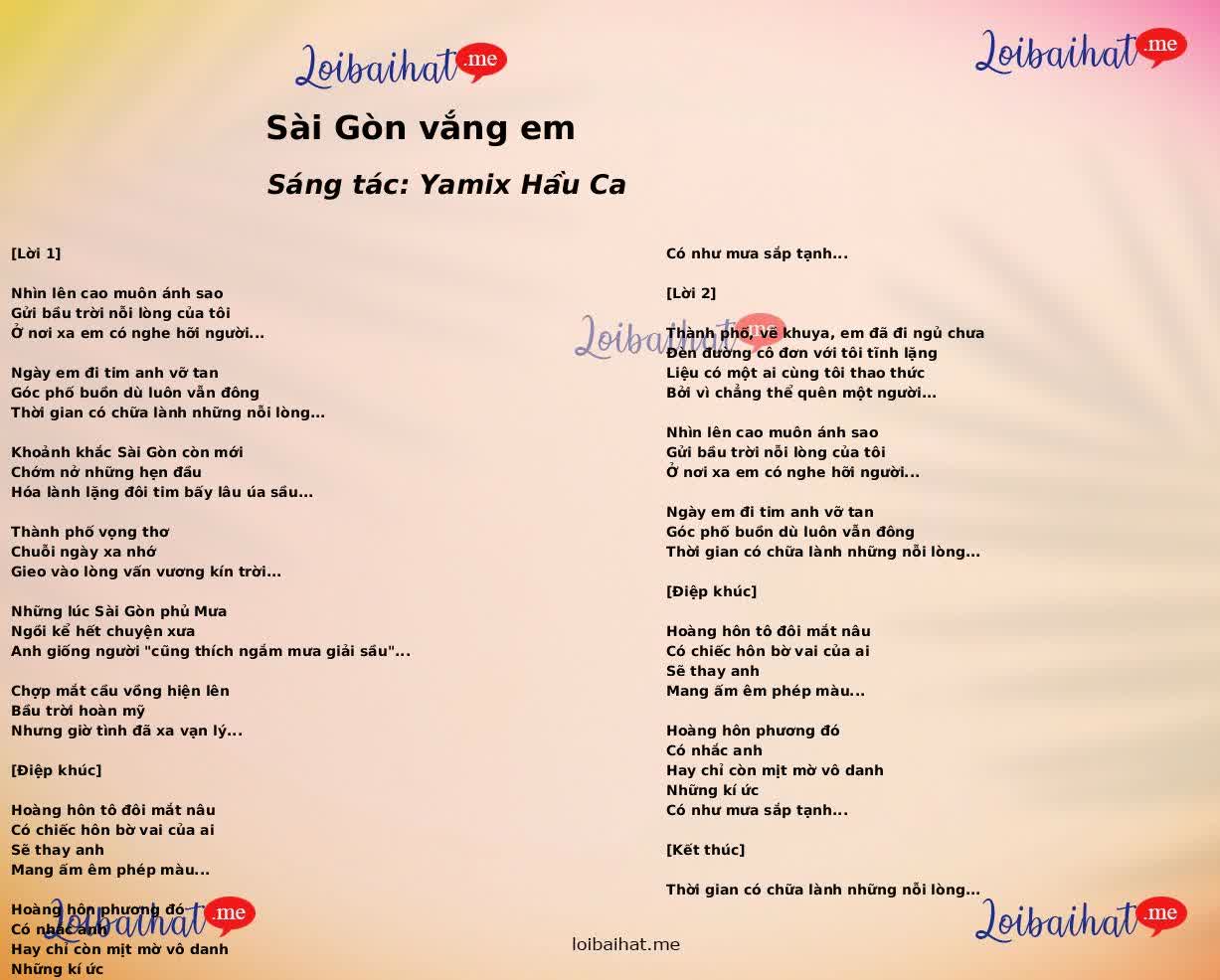 Sài Gòn vắng em