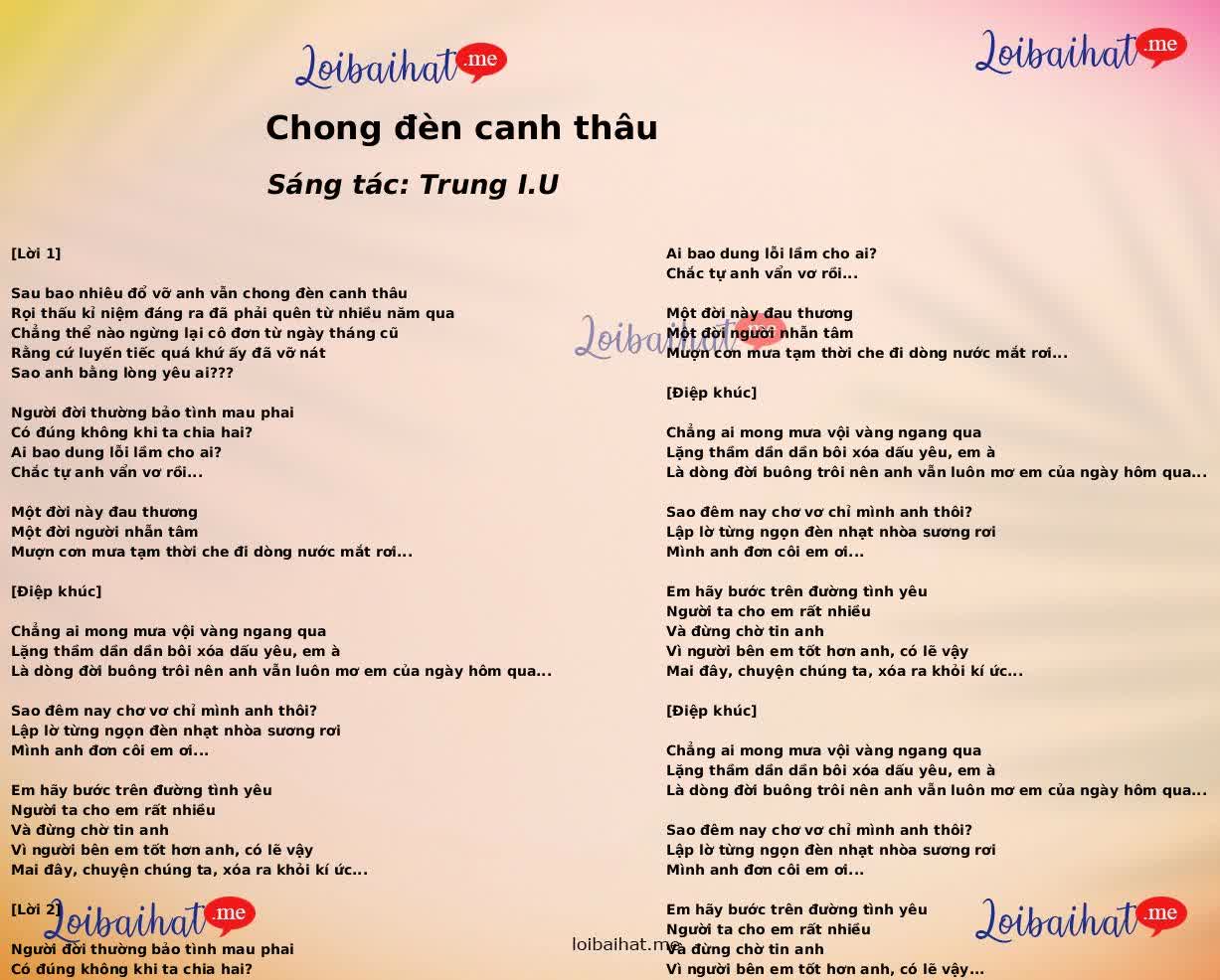 Chong đèn canh thâu