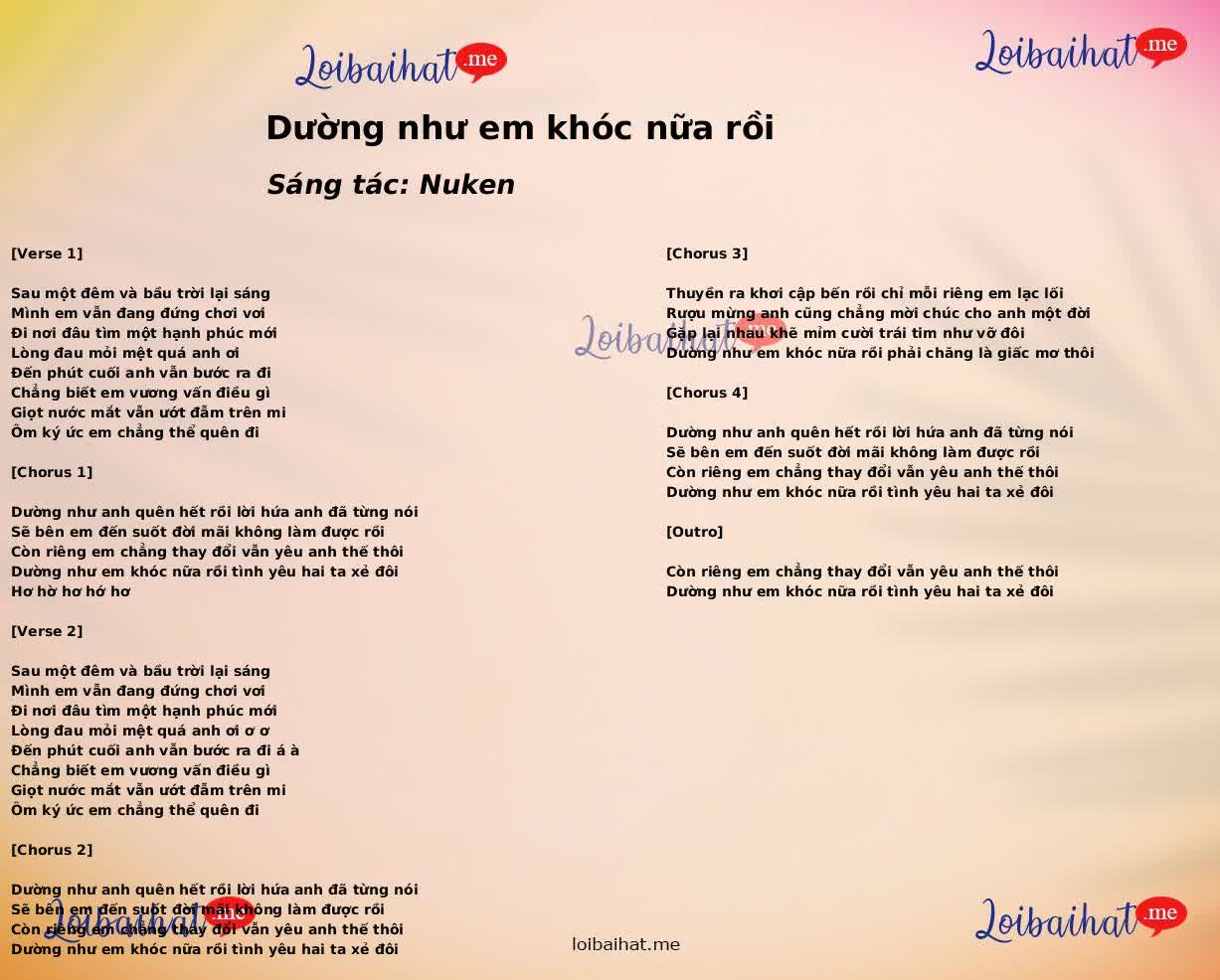 Dường như em khóc nữa rồi