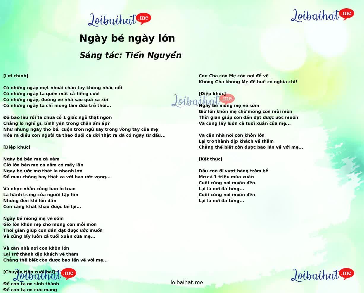 Ngày bé ngày lớn