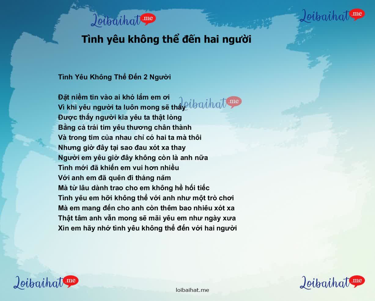 Tình yêu không thể đến hai người