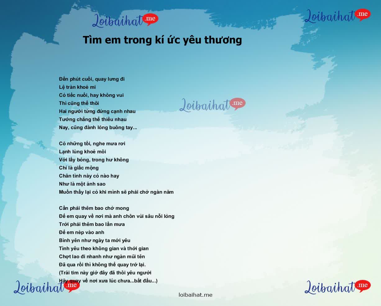 Tìm em trong kí ức yêu thương