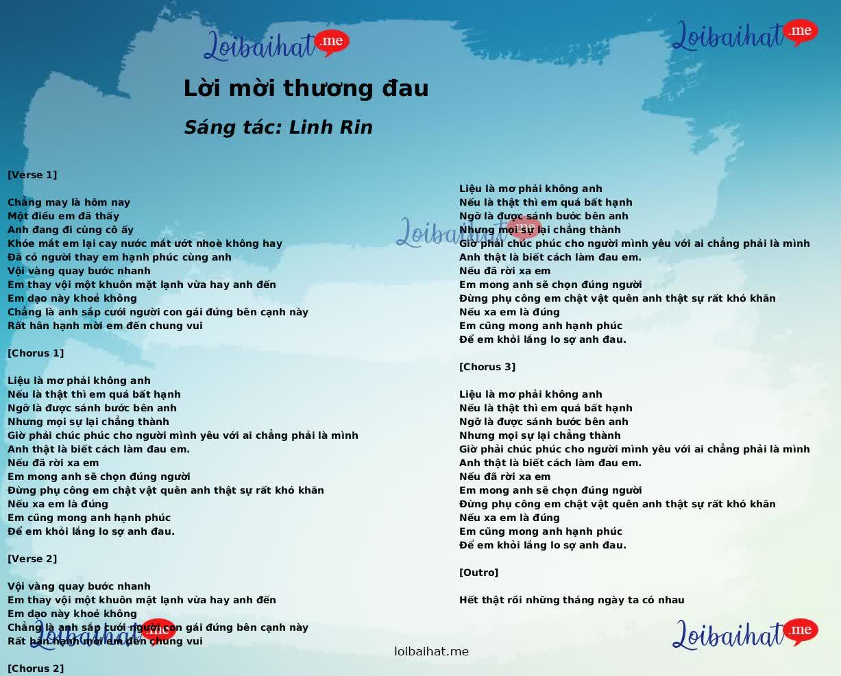 Lời mời thương đau