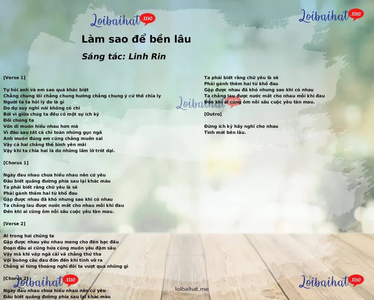 Làm sao để bền lâu