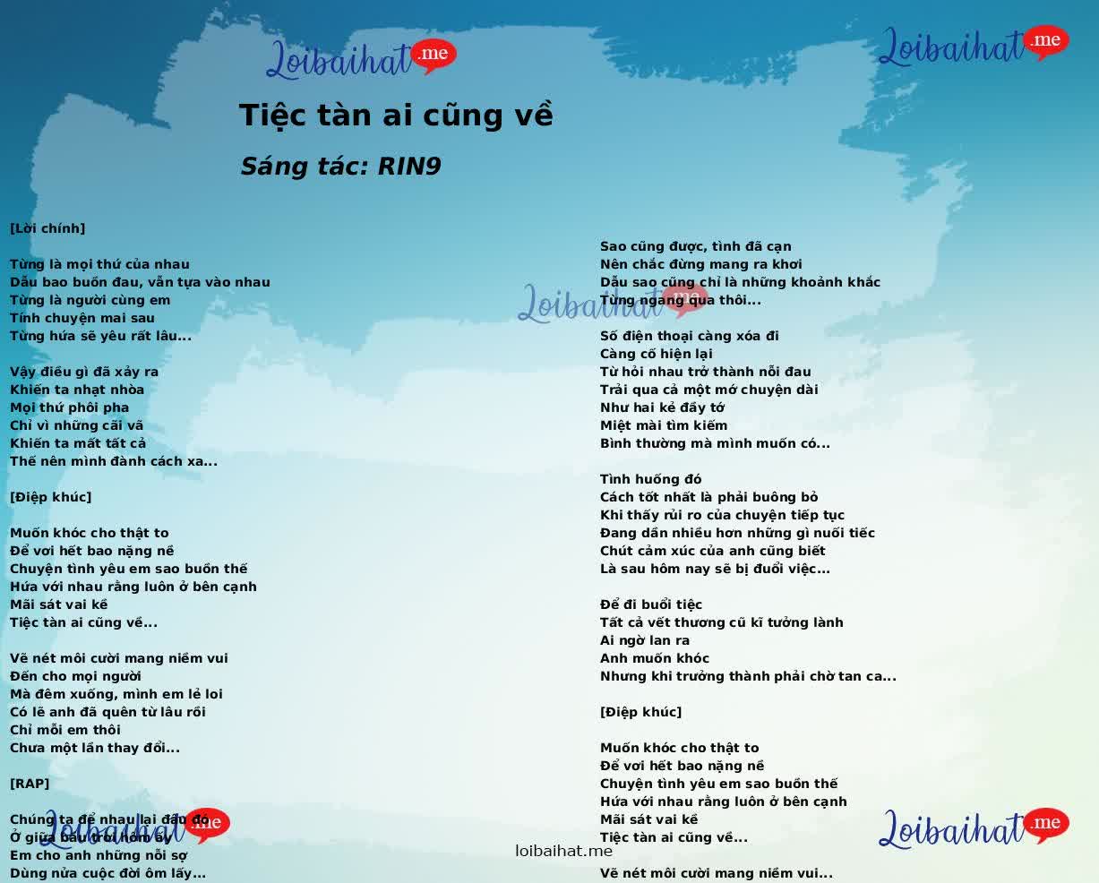 Tiệc tàn ai cũng về