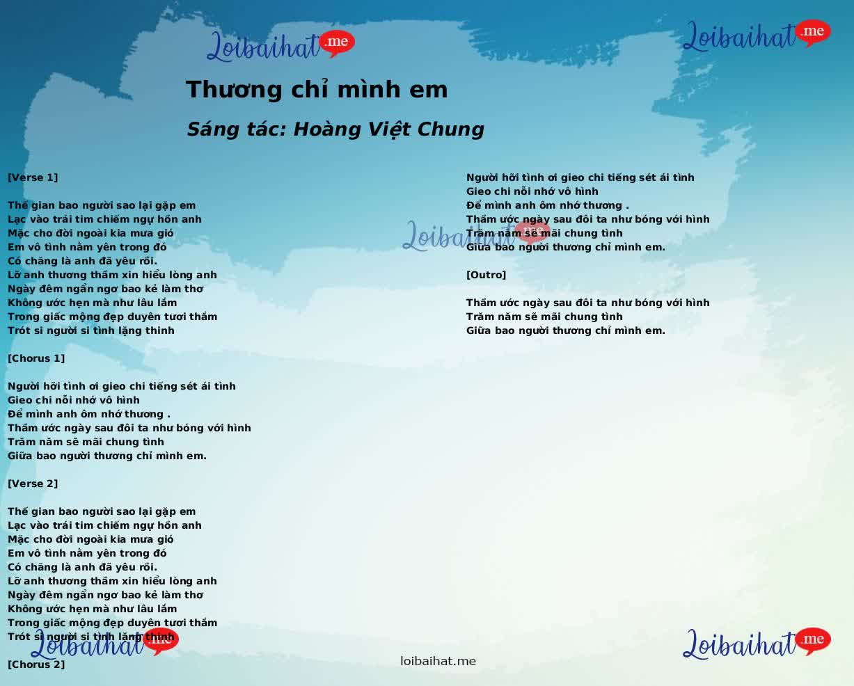 Thương chỉ mình em