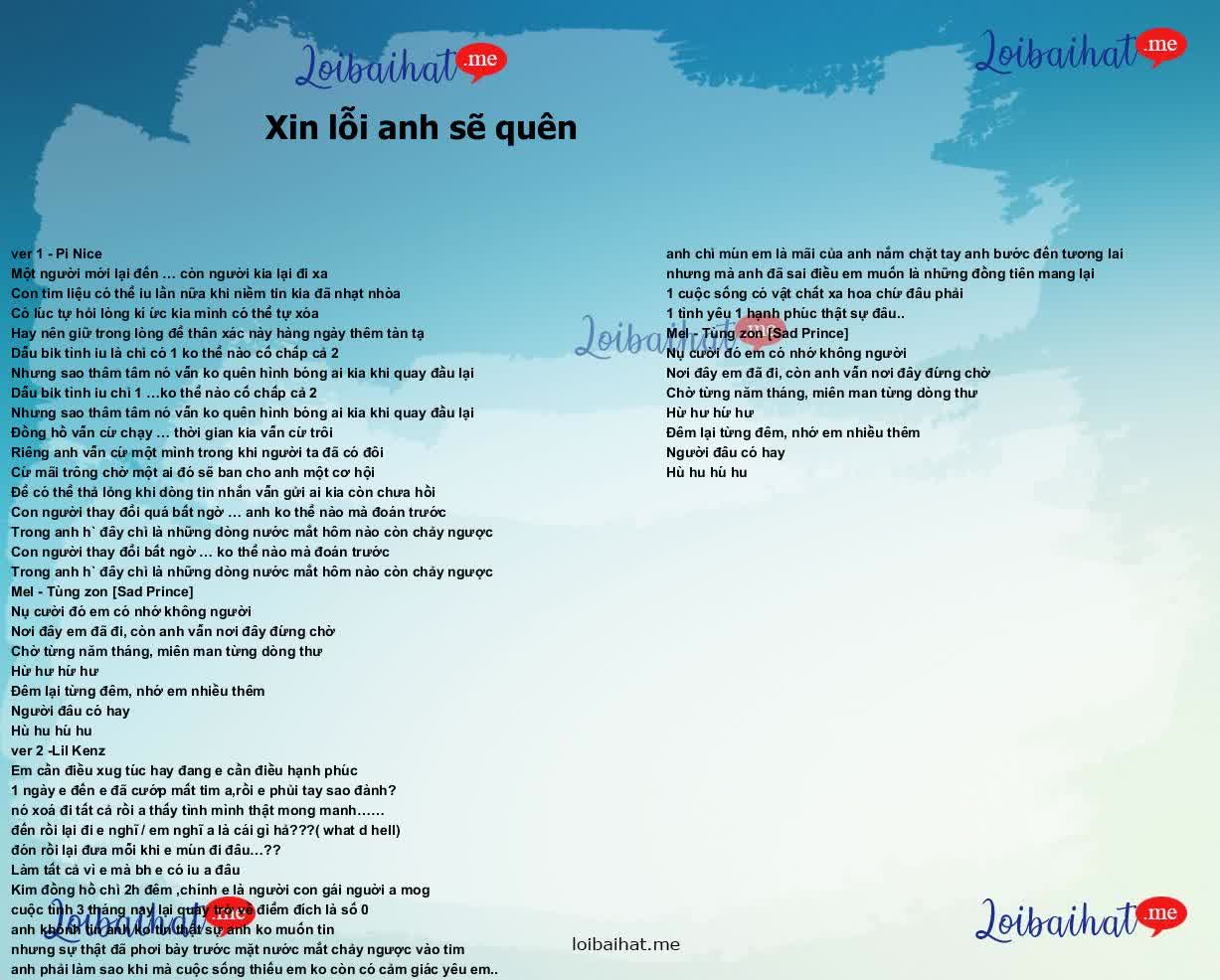 Xin lỗi anh sẽ quên