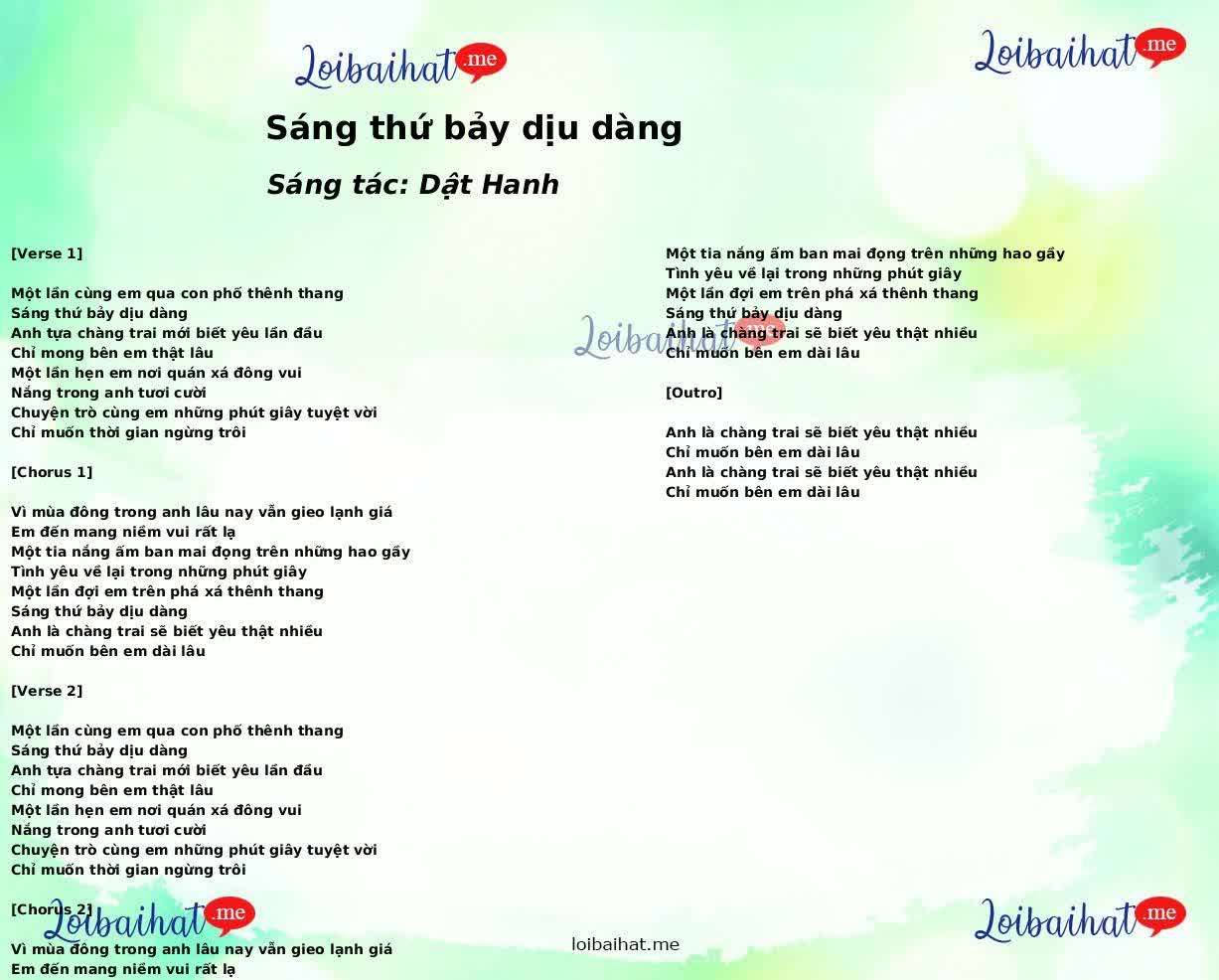 Sáng thứ bảy dịu dàng