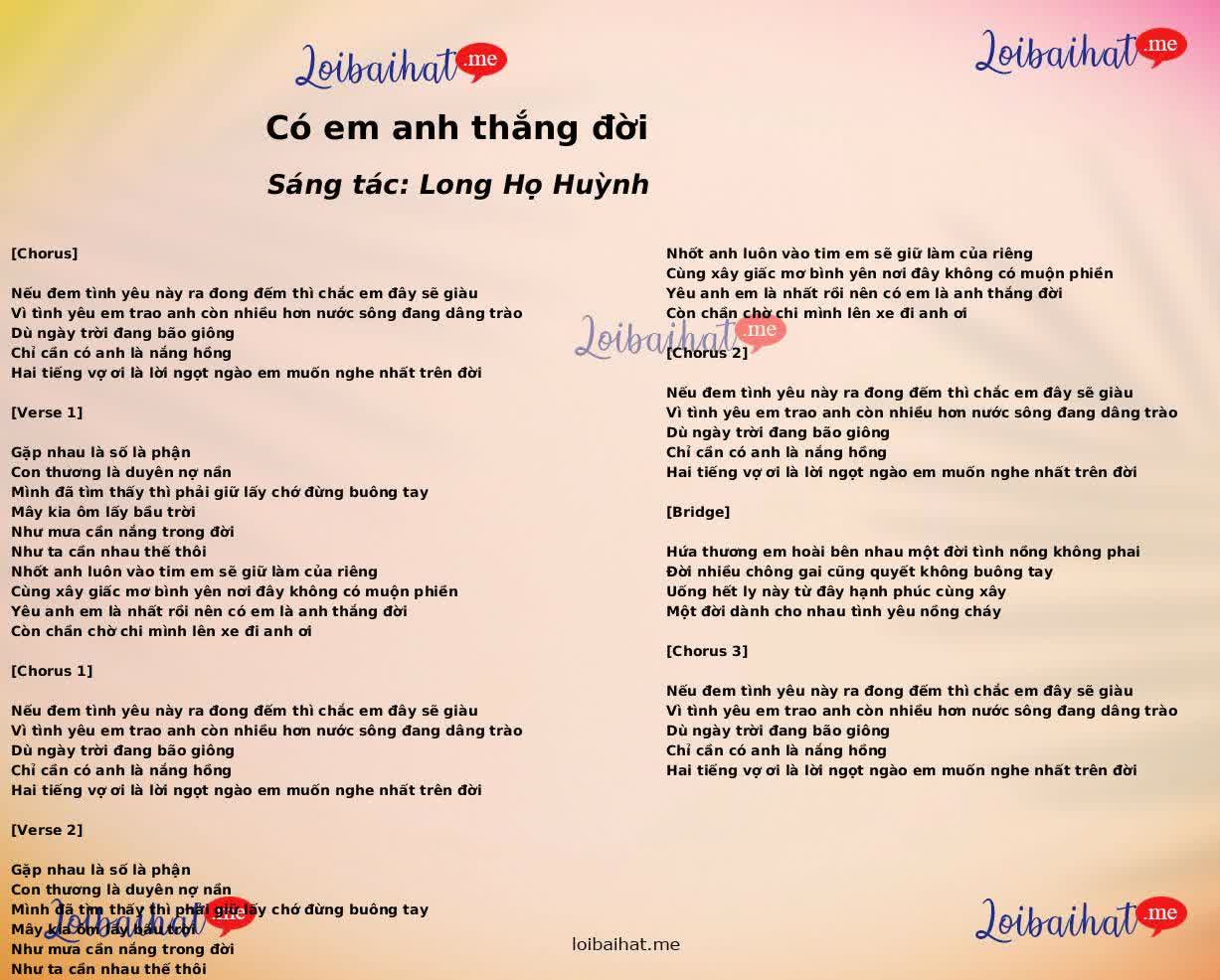 Có em anh thắng đời