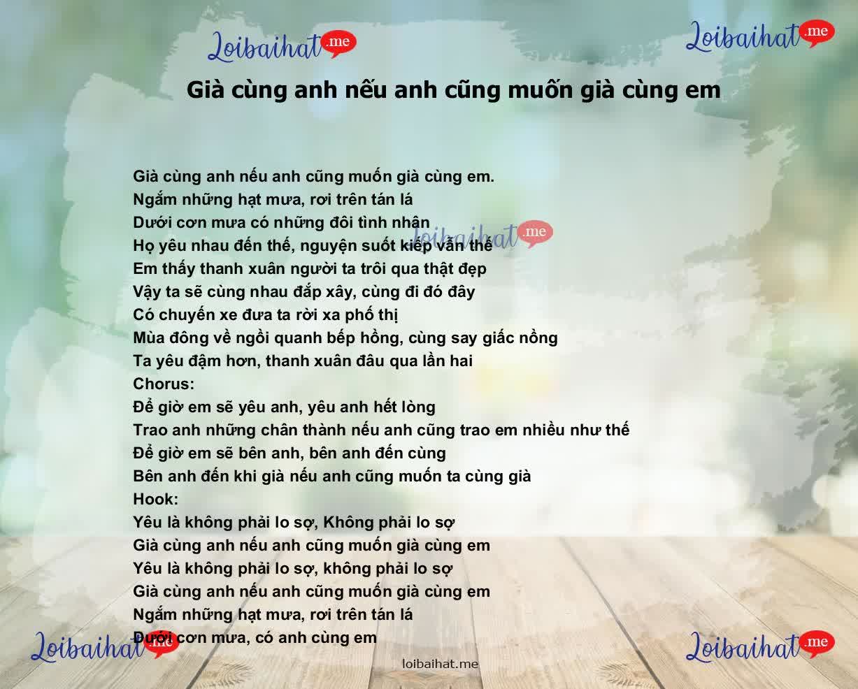 Già cùng anh nếu anh cũng muốn già cùng em