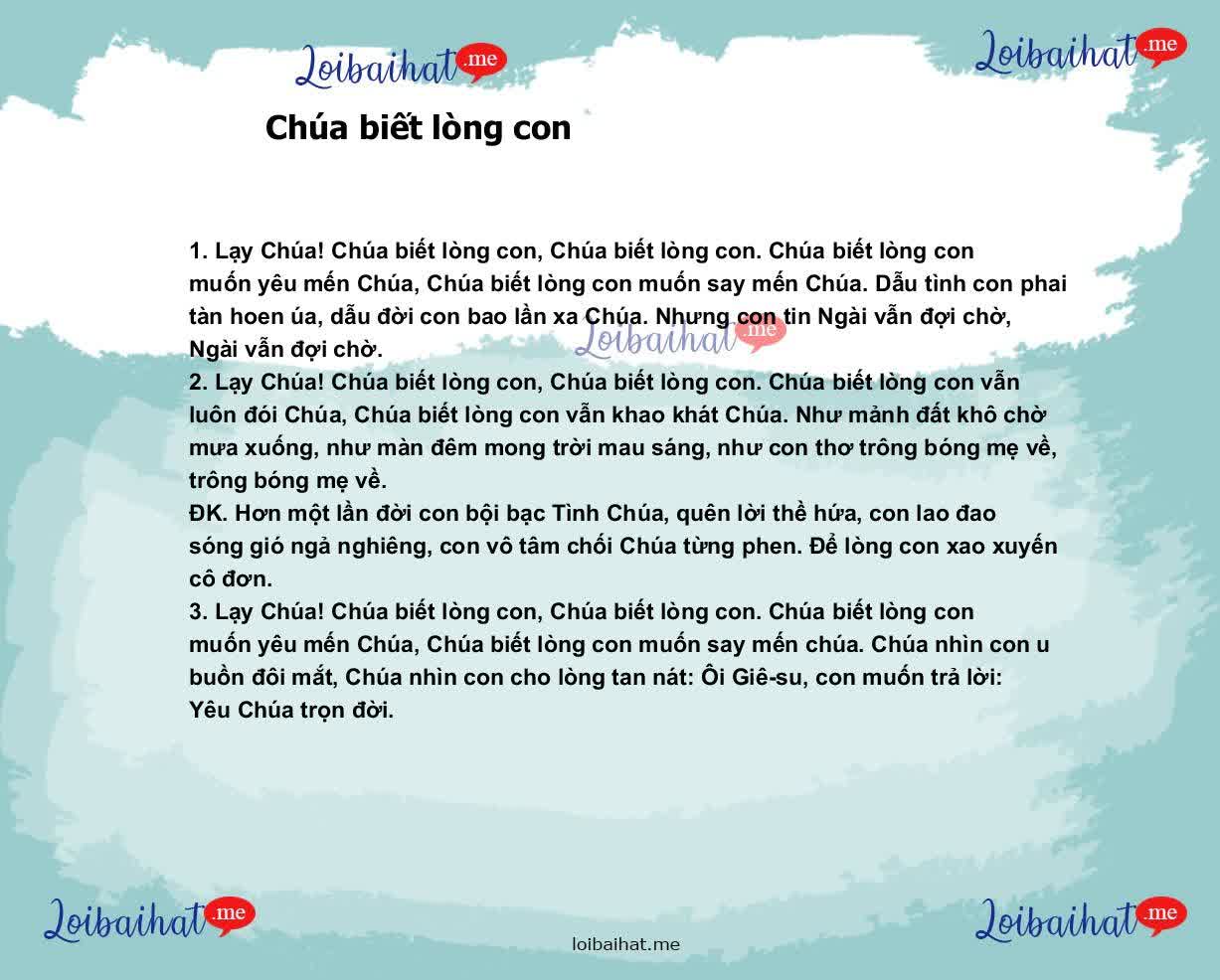 Chúa biết lòng con