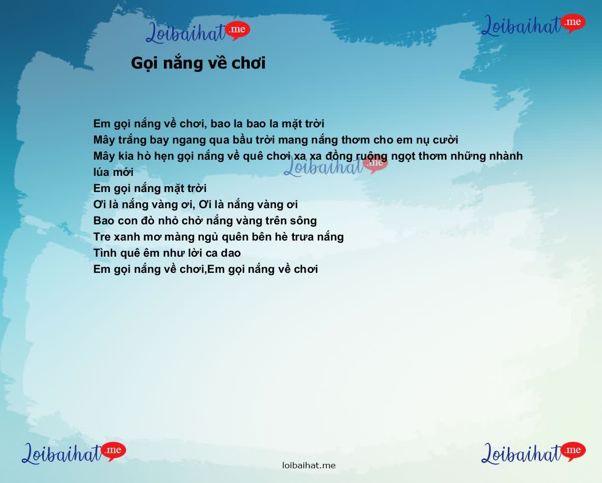 Gọi nắng về chơi