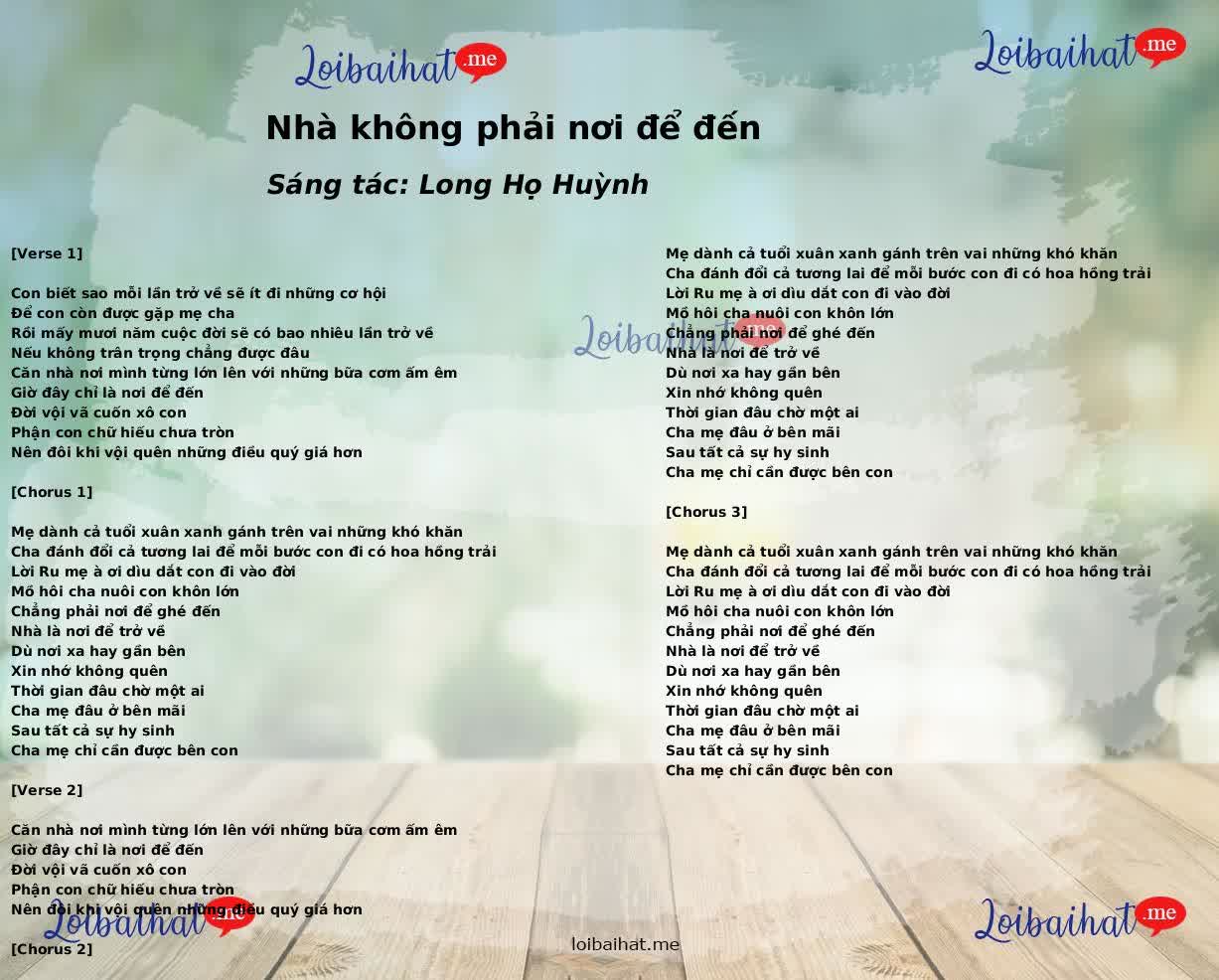 Nhà không phải nơi để đến