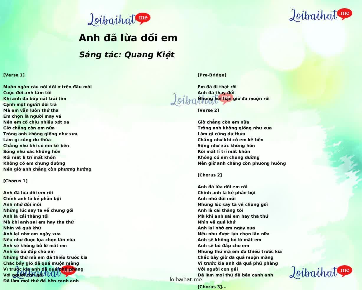 Anh đã lừa dối em